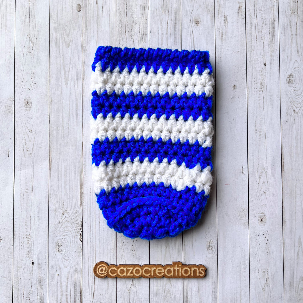 Blue & White Stripes Skinny Can/Bottle Cozy