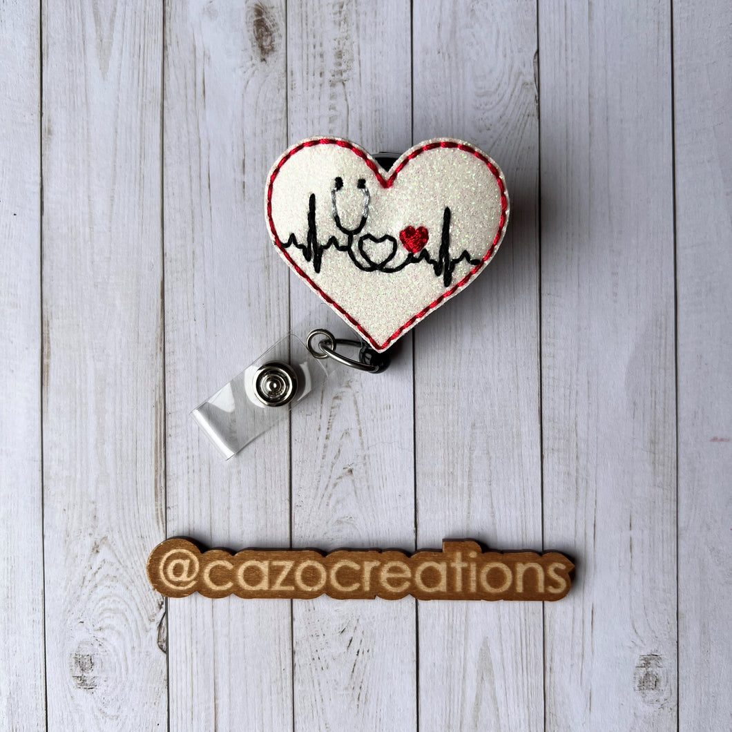 EKG Heart Stethoscope - Badge Reel