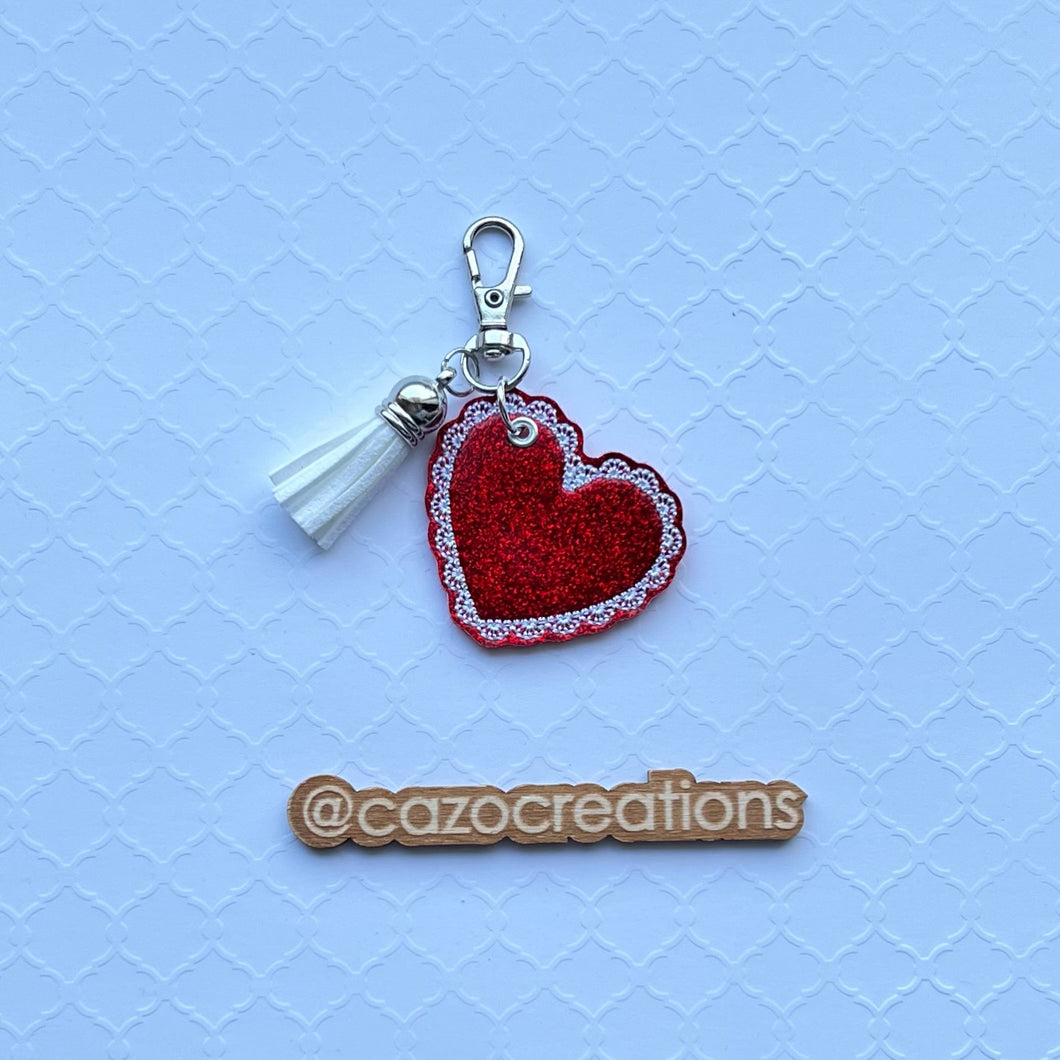 Lacey Edge Heart Keychain