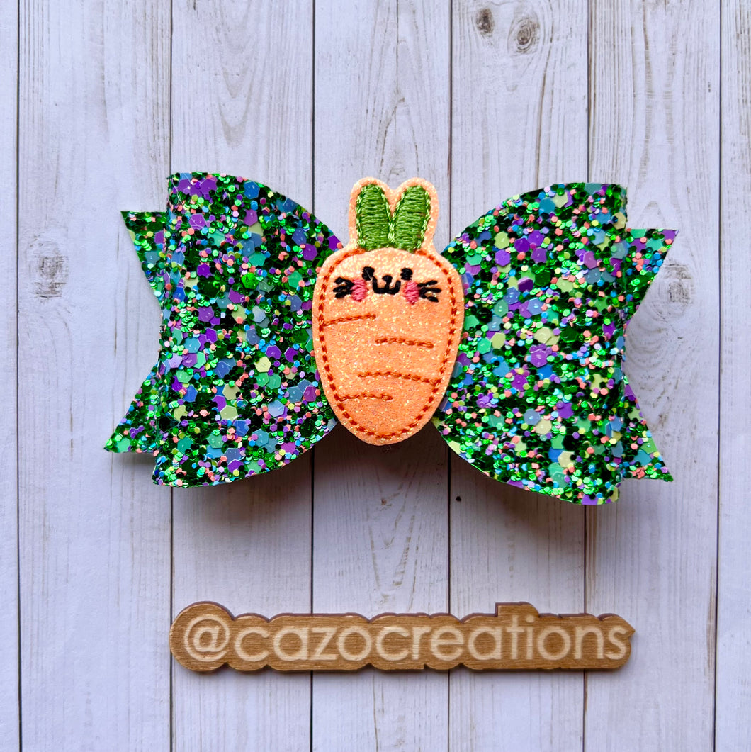 Carrot-Bunny Sparkly Harper Bow