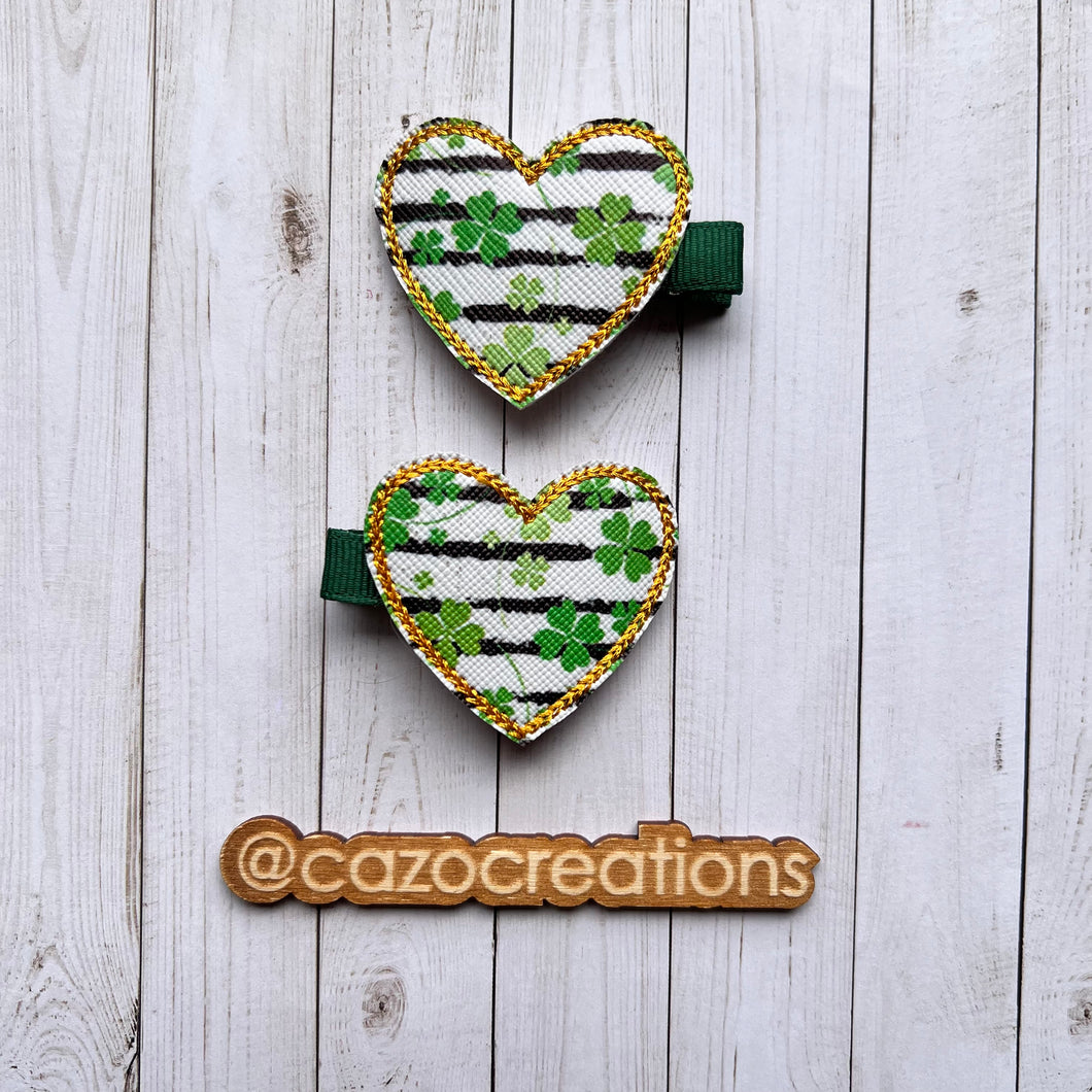 Shamrock Heart Hair Clip Set