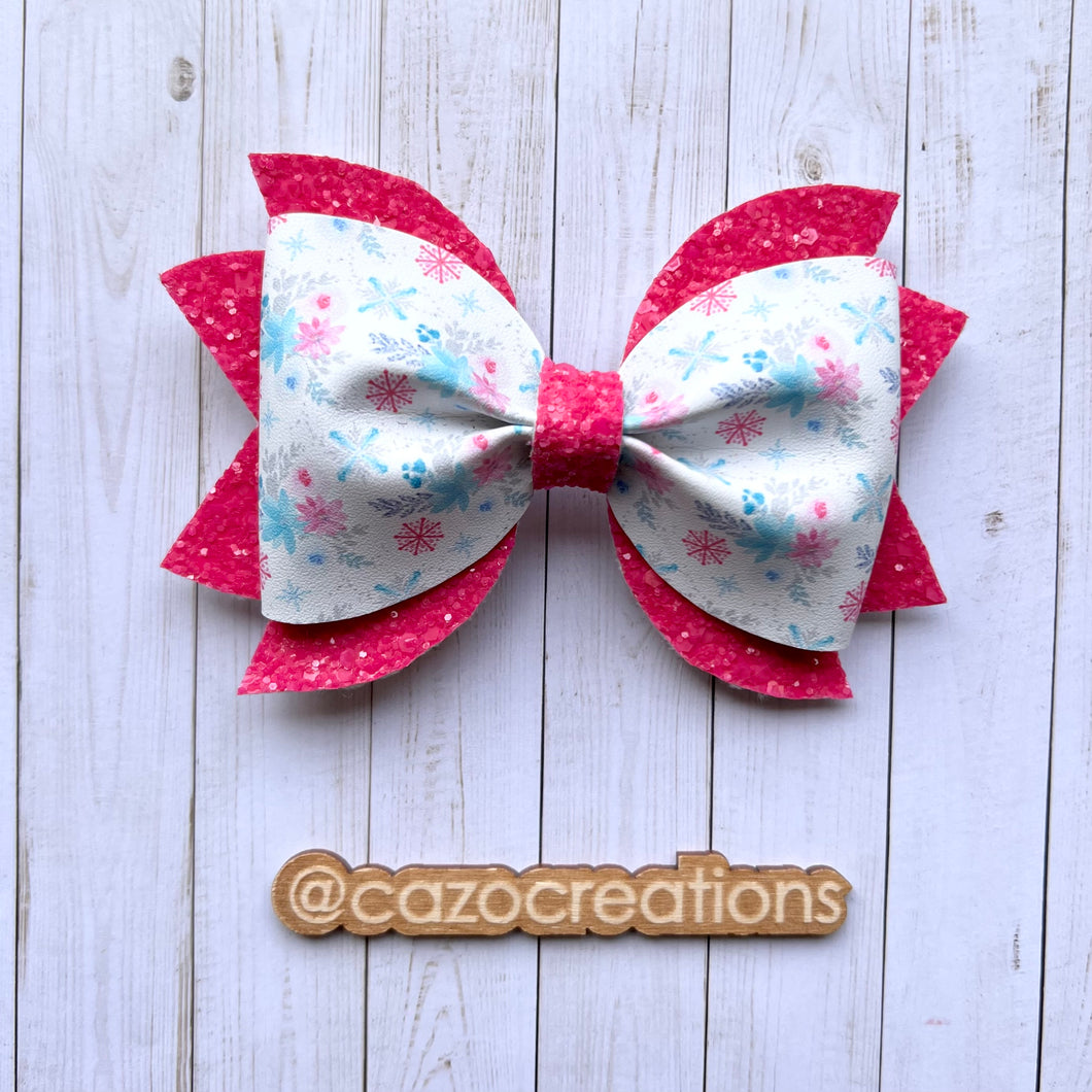 Pink Glitter Snowflake - Grace Bow