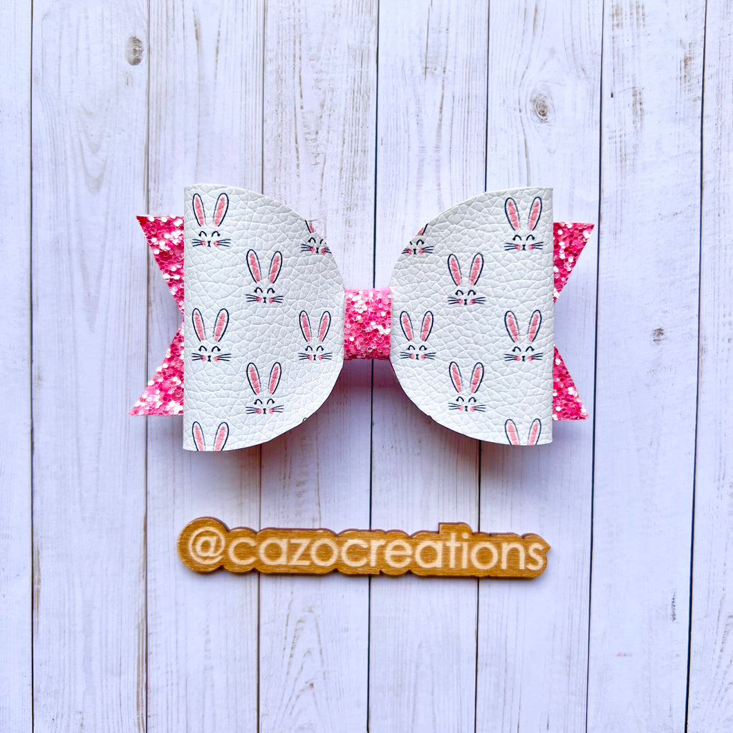 Pink & White Bunny - Harper Bow