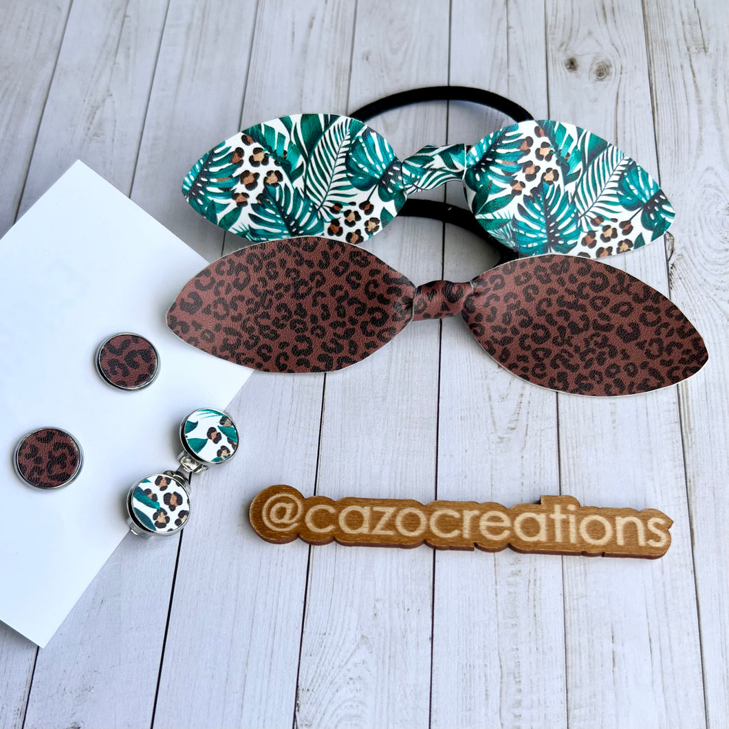 Top Knot & Stud Set - Jungle Leopard 